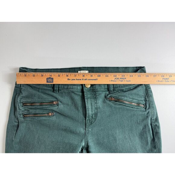 J Crew Women's Green Denim Skinny Jeans Stretch Zipper Front Pockets Size 30 - Picture 6 of 11
